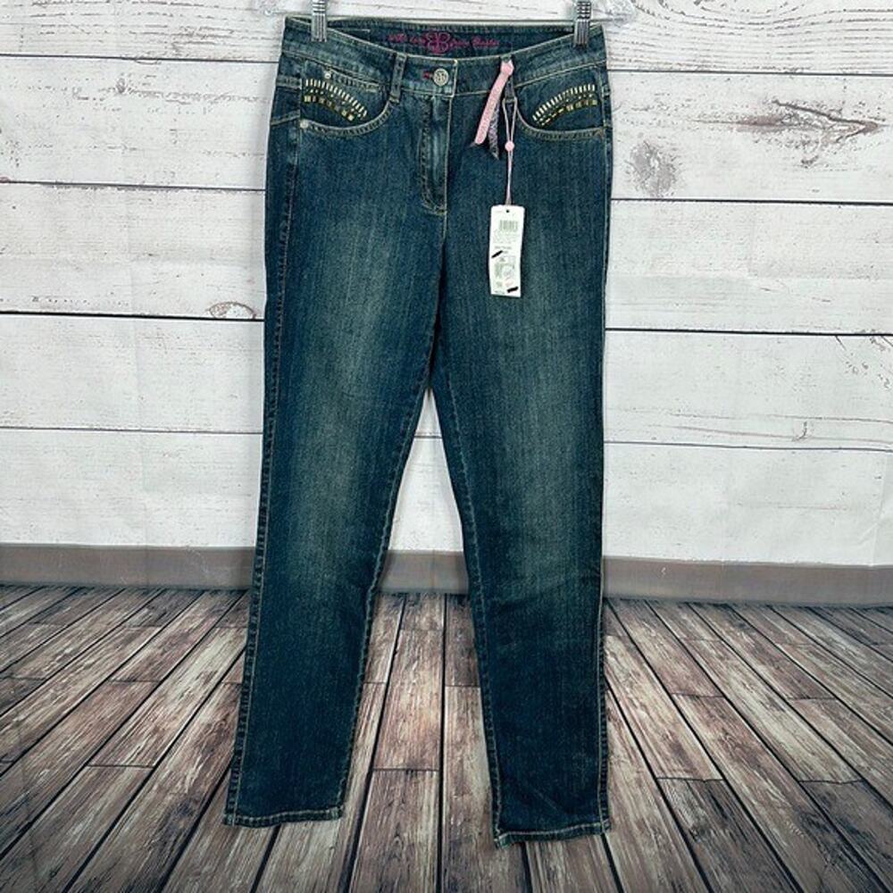 Basler Jeans Womens 4 Norma Straight‎ Leg Studded Pocket Western Rodeo Cowgirl